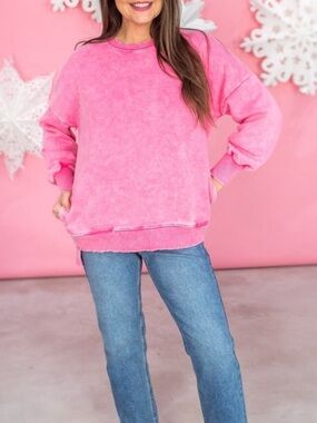 Pink Washed Crewneck Sweatshirt